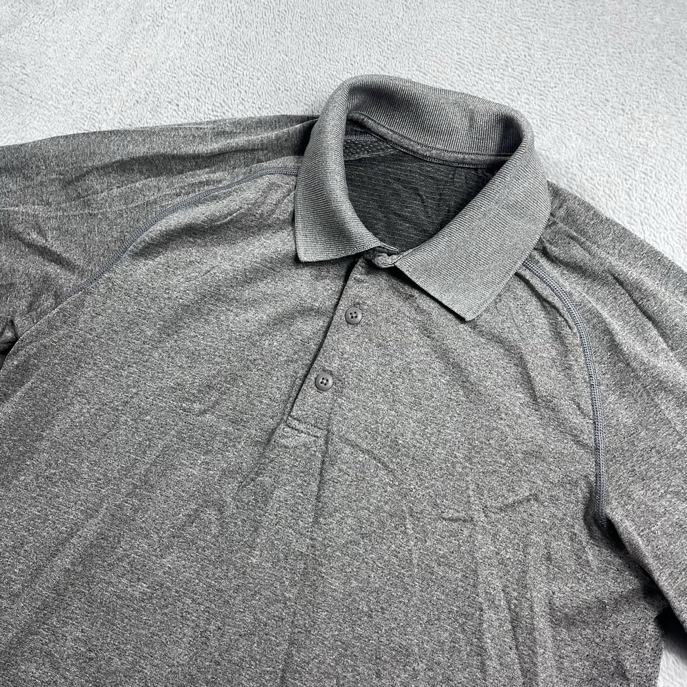 Lululemon Shirt Mens M Gray Metal Vent Tech Polo Golf Performance Short Sleeve